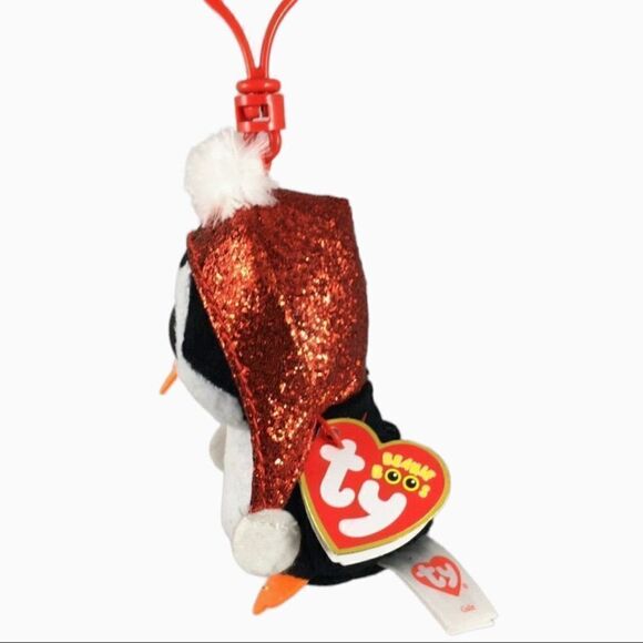 Ty Beanie Boos Gale the Penguin 2019 Christmas Plastic Key Clip Plush Clip On Pl - Picture 2 of 10